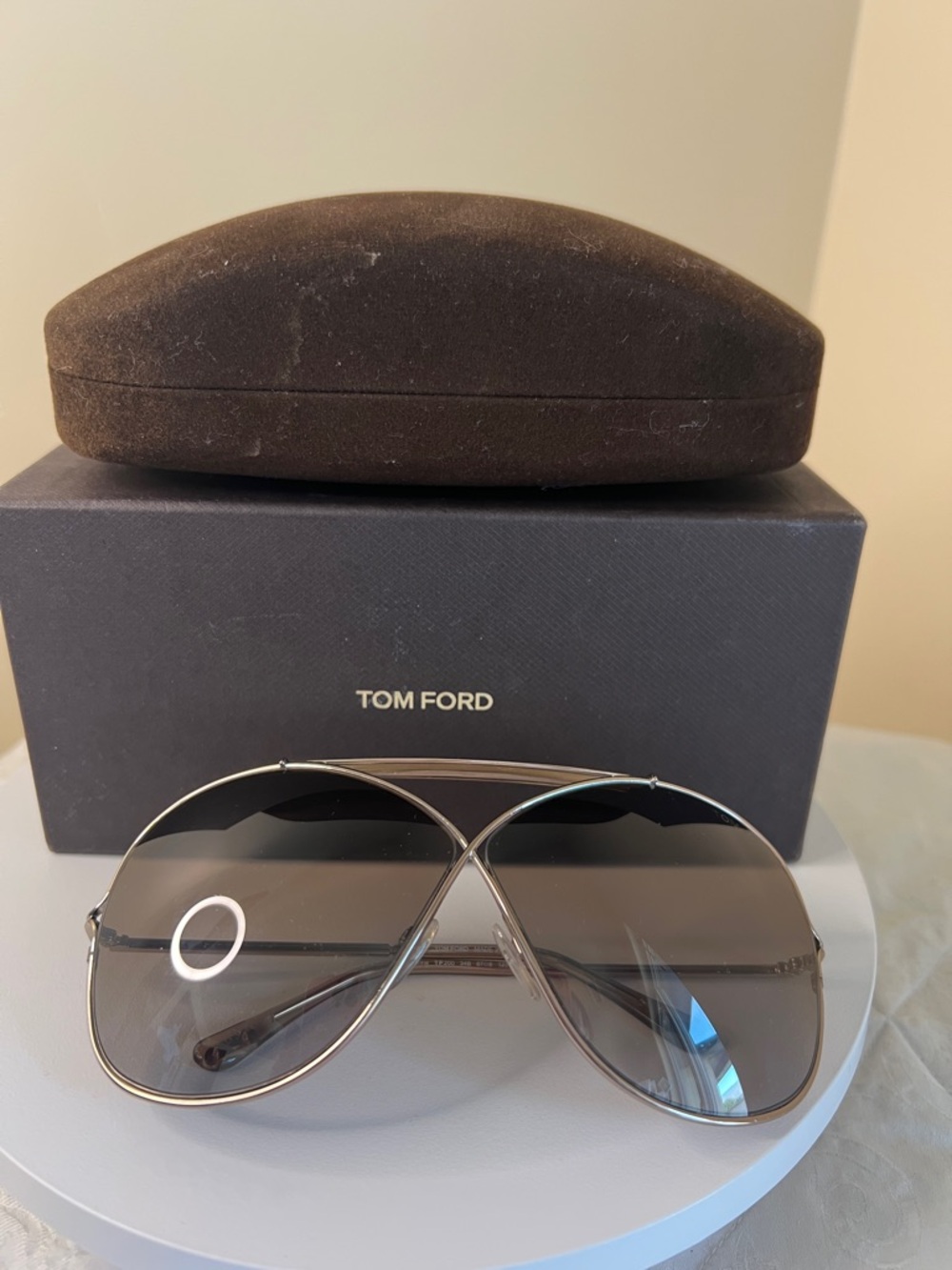 Tom Ford Brown Velvet Sunglasses Case with Brown Case and Outer Box